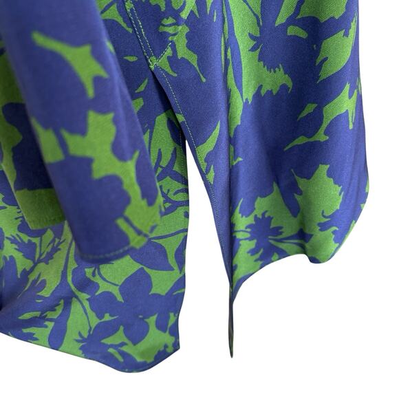 Max Mara Silk Tunic Top Womens Size 4 Blue Green Floral Designer Luxury Timeless - Picture 8 of 13